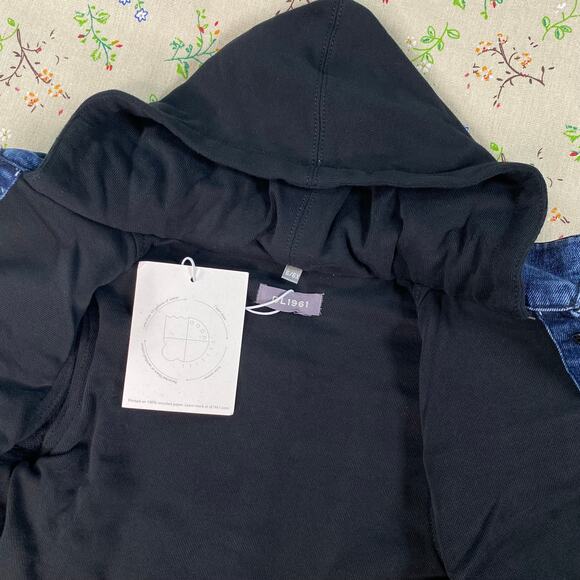 DL1961 Kids Manning Jacket Denim Hooded Sweater Blue Black Sz 6 / 6X Cotton Warm - Picture 9 of 11